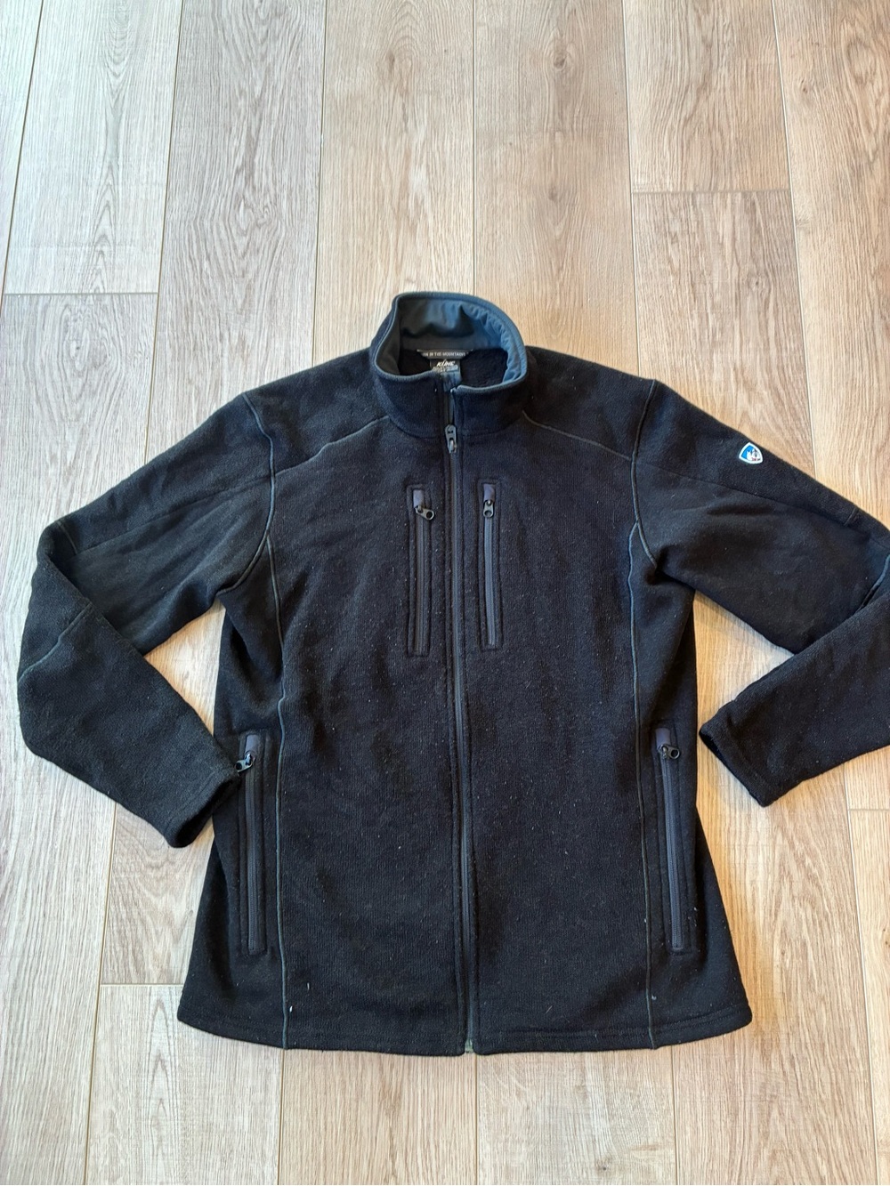 Kuhl Black sweatshirt style Jacket - Lightweight Zip-Front mock neck pockets L